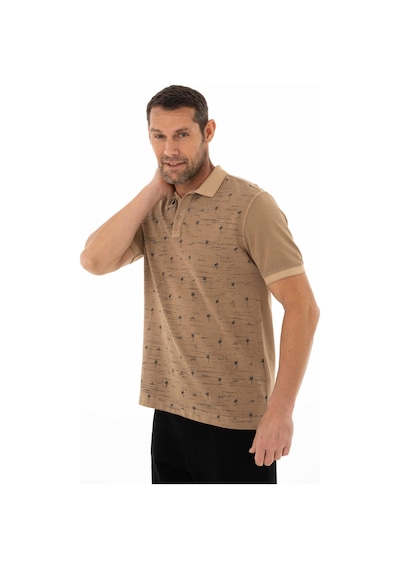 AR-MA Arma Erkek Regular Fit Parça Boyama Polo Yaka Tişört Y25374376101 Kahverengi