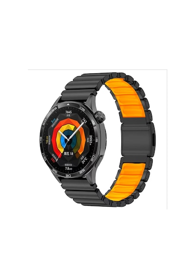 Samsung Galaxy Watch 3 45mm Uyumlu Krd-151 22mm Metal Silikon Kordon - Siyah-gri