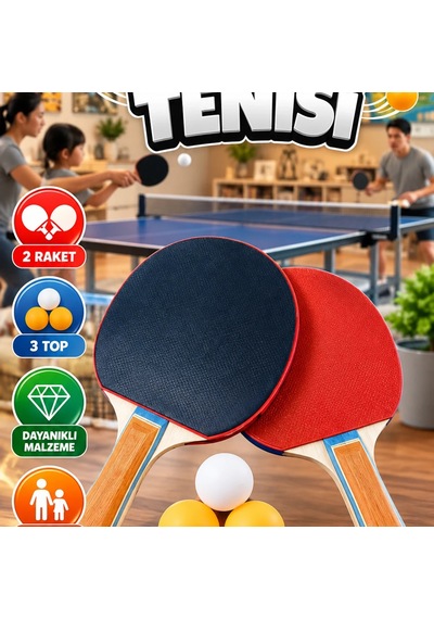 Masa Tenisi Oyun Seti 2 Raket Ve 3 Top İle Başlangıç Ve Eğlence