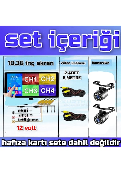 Havalı Tohum Makinası Mibzer 2 Adet Ahd 720p Beyaz Ledli Kamera Dokunmatik 10.36 İnç Monitör 12 V