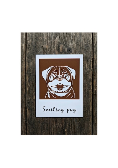 Card: Smiling Pug / Coffee Print Kahve Üzeri Desen Yapma Makinesi Coffe Art 3d Baskı