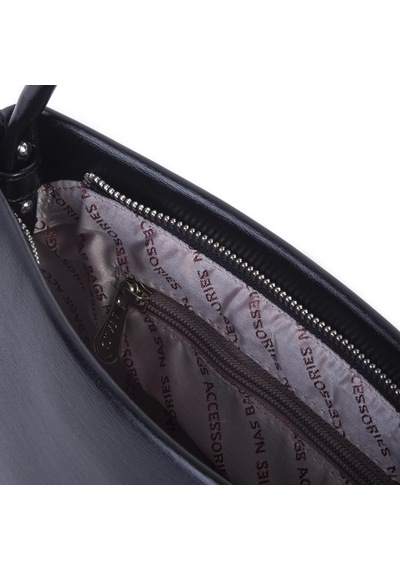 Nas Bag Kadın Basic Baget Omuz Ve Çapraz Çanta Siyah Kımera 27x12 Cm Siyah