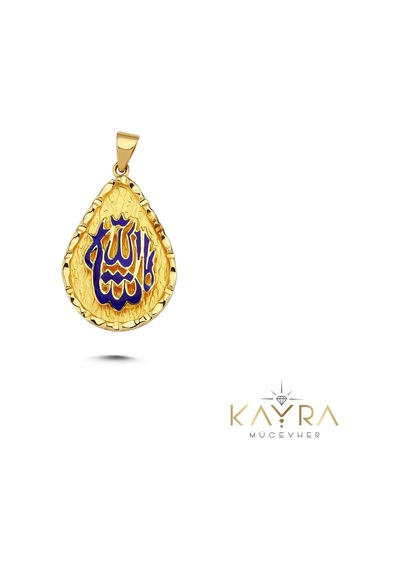 Kayra Mücevher Allah Yazılı Mineli Altın Kolye Ucu Ah102