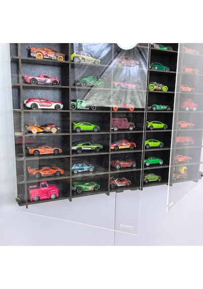 Pleksi Kapaklı 1/64 Ölçek 50araç Hotwheels Matchbox Metal Araç Uyumlu Model Oyuncak Araba Rafı Diğer