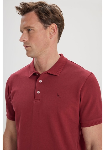 Ac&Co / Altınyıldız Classics Erkek Bordo Slim Fit Dar Kesim Polo Yaka %100 Pamuk Kısa Kollu Tişört Bordo