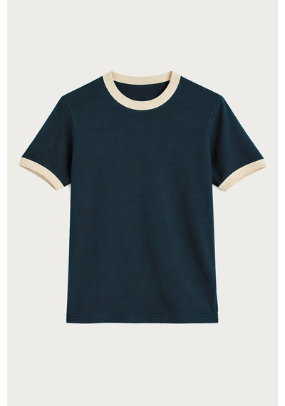 Antioch Kontrast Yaka Erkek T-shirt Lacivert