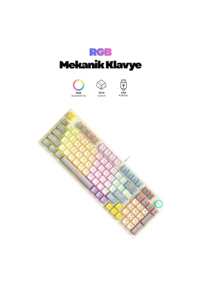 Sprange Mk-12 Rainbow Q Klavye Rgb Oyuncu Klavyesi Gaming Klavye Işıklı Kablolu Klavye