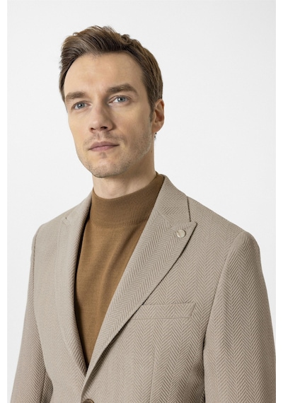 Süvari Bej Slim Fit Düz Sivri Yaka 6 Drop Ceket-33877 Bej Süvari Bej Slim Fit Düz Sivri Yaka 6 Drop Ceket-33877 Bej