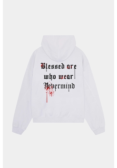 Unisex Oversize Hoodie - Blessed Are Who Wear Tasarım Sweatshirt Beyaz