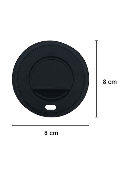 8 Oz Plastik Kapaklı Karton Kahve Bardak 250 ML 100 Adet Siyah