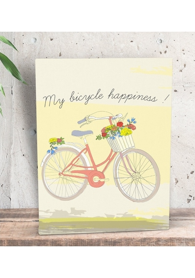 Bk Gift My Bicycle Happiness Tasarımlı Dekoratif Mini Kanvas Tabl (551116300)