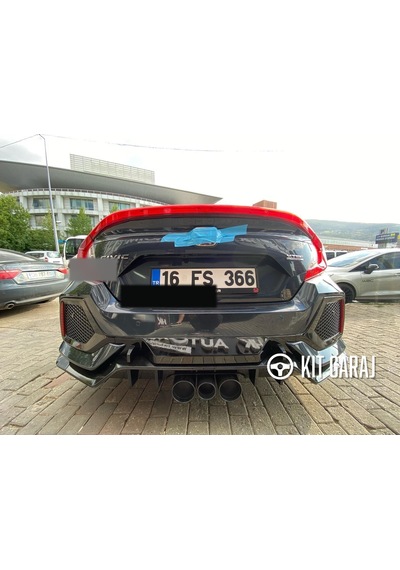 Kit Garaj Civic Fc5 6 Parça Arka Tampon Flap Plastik 2016-2021 Boyalı
