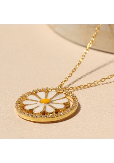 Papatya Kolye 718914 Gold Gümüş
