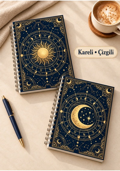 Altın Güneş Ve Ay Yıldız Haritası Temalı 2'li Set A5 Metal Spiralli Çizgili-kareli Karton Kapak Altın Güneş Ve Ay Yıldız Haritası Temalı 2'li Set A5 Çizgili-kareli Defter Çok Renkli Altın Güneş Ve Ay Yıldız Haritası Temalı 2'li Set A5 Metal Spiralli Çizgili-kareli Karton Kapak Altın Güneş Ve Ay Yıldız Haritası Temalı 2'li Set A5 Çizgili-kareli Defter Çok Renkli