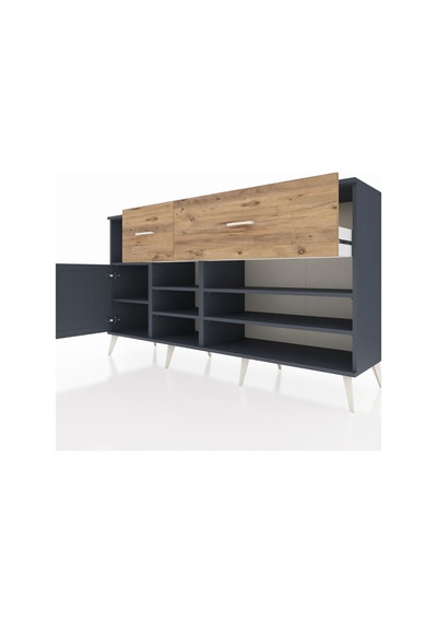Hyperion Konsol 6 Raflı 2 Çekmeceli Tek Kapaklı 176x44x99 Antras Antrasit-antrasit/çam Hyperion Konsol 6 Raflı 2 Çekmeceli Tek Kapaklı 176x44x99 Antras Antrasit-antrasit/çam