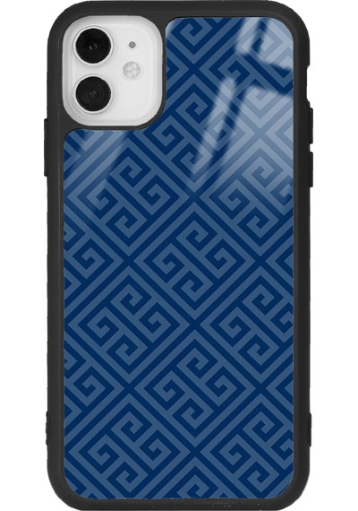 Apple Uyumlu iPhone 11 Blue Motif Tasarımlı Glossy Telefon Kılıfı Siyah