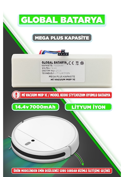 Xiaomi Mi Vacuum Mop 1c 2in1 Batarya 7000mah Mega Plus Kapasite