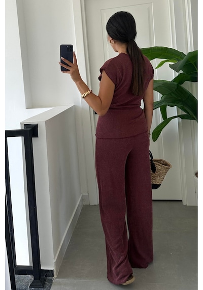 Paw Garage Kadın Sienna 4 Mevsim Bordo Bağlama Detaylı Krinkıl Kumaş Bluz Pantolon Takım Bordo Paw Garage Kadın Sienna 4 Mevsim Bordo Bağlama Detaylı Krinkıl Kumaş Bluz Pantolon Takım Bordo
