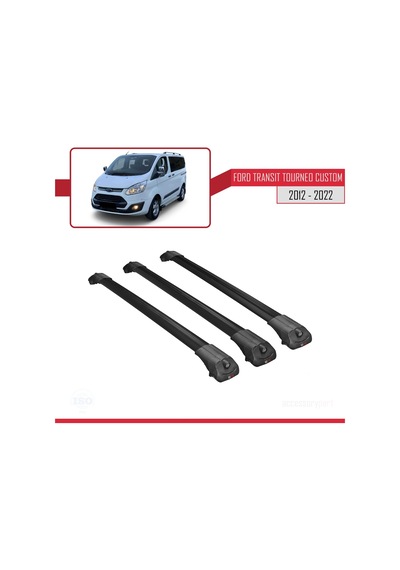 Ford Transit Tourneo - Custom 2012-2023 Arası İle Uyumlu Ace-1 Ara Atkı Tavan Barı Siyah 3 Adet Bar