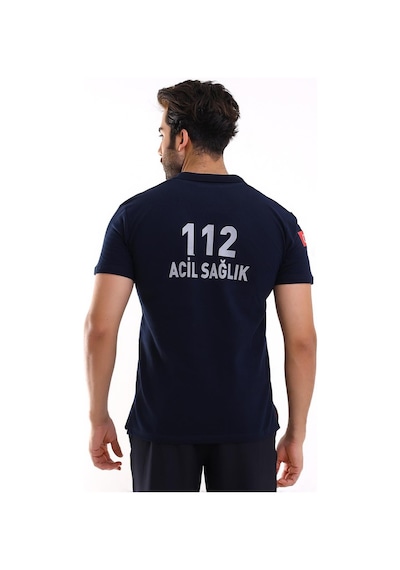 112 Yakalı Tshirt Kısakol - Lacivert-6546