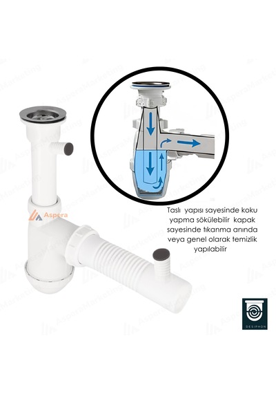 Taslı Lüks Sifon Çift Çamaşır Makinesi Girişli, Koku Önleyici