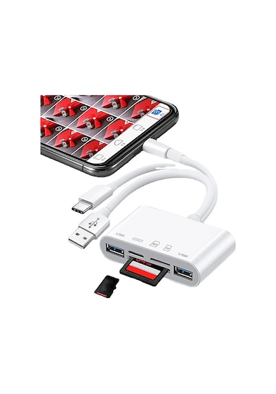 Daytona NK1032 Pro Type-c Lightning Usb-a To 2x Usb3.0 Sd Tf Pd Kart Okuyucu Çevirici Hub Adaptör