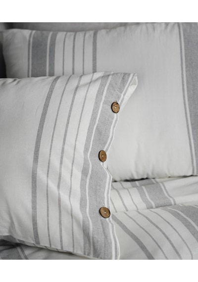 Cotton Collection Çift Kişilik Çizgili Nevresim Seti Mistray Renkli