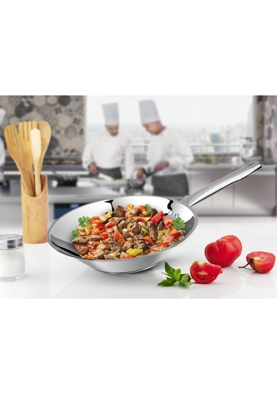 Lines 28 Cm Chef Çelik Wok Tava Metal kulp