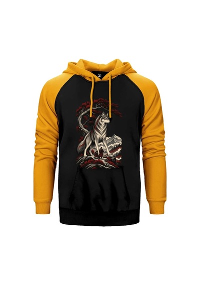 Koruyucu Bozkurt Kırmızı Renk Reglan Kol Sweatshirt / Hoodie