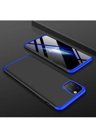 Apple Uyumlu iPhone 11 Pro Max Kılıf Zore Ays Kapak Siyah-Mavi