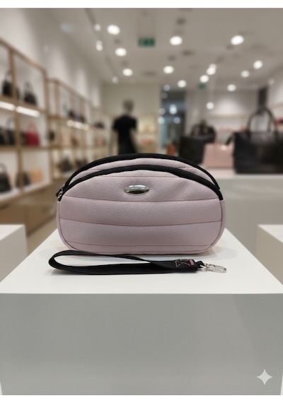 Newish Polo Portföy Stil Çift Gözlü Makyaj Ve El Çantası-dokulu Model Lila