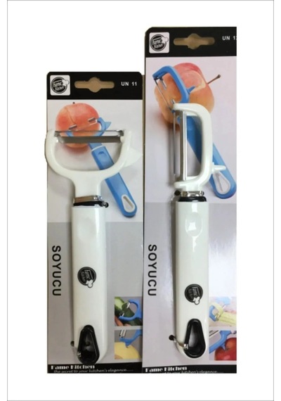 3lü Set Paslanmaz Çelik Meyve Sebze Salatalık Havuç Soyacağı Soyma Bıçağı Beyaz