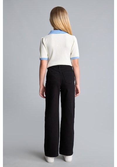 Defacto Wide Leg Düz Paça Cepli Gabardin Pantolon Kız Çocuk H9668a826aubk27 Siyah-bk27