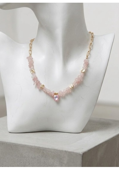 Kalpli Pembe Taşlı Tasarım Pinterest Kolye Kararmaz Hediye Kutulu Kadın Kolye Pembe - 913442325 Pembe