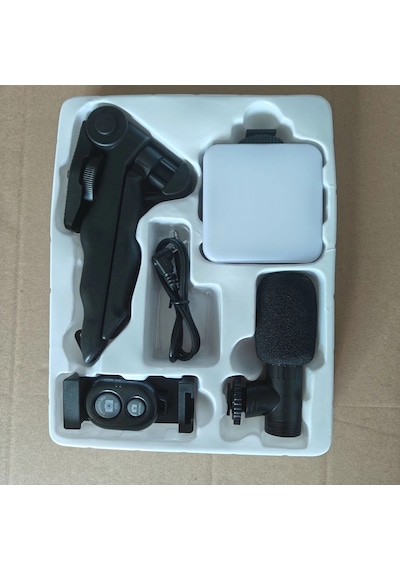Shopytech 5 İ 1 Arada Mikrofonlu Led Işıklı Vlog Kiti Tabanca Tutuşlu Masaüstü Tripod & Selfie Stick 1 Adet