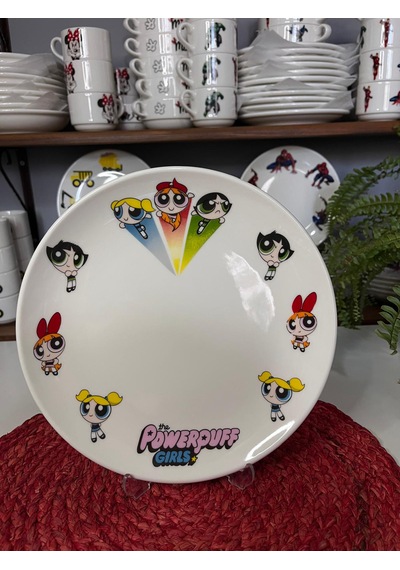 7 Parça Power Puff Girl Model Çocuk Bebek Yemek Takımı Beslenme Seti Çok Renkli