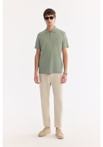 Avva Erkek Mint Kıvrılmaz Polo Yaka Fermuarlı %100 Pamuk Regular Fit T-shirt A61y1038
