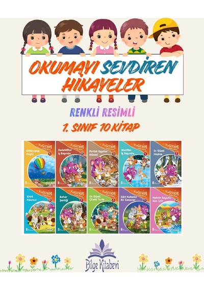 1. Sınıf Okumayı Sevdiren Renkli Resimli Hikayeler 4 - 10 Kitap
