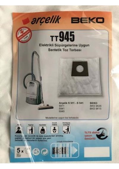 Tt945 Elektrikli Süpürge Sentetik Toz Torbası 5 Li Paket 1. Kalite