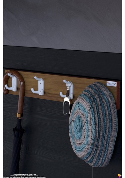 Arı 12 Kancalı Hol Askısı 3'lü Set 61,4x9,6 Cm - Şık Tasarım, Çok Amaçlı Düzenleyici Ve Yer Tasarrufu Kahverengi