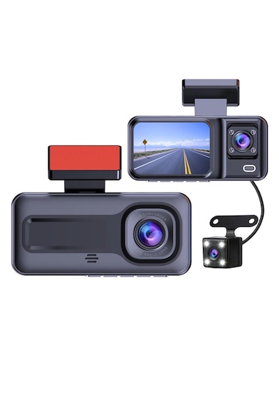 Cr51 Full Hd 1080p Wifi Araç Kamerası - 3 Kameralı Ön, İç Ve Arka , 2.0 Inç Ekran, Park Modu Ve Mobil Uygulama Desteği