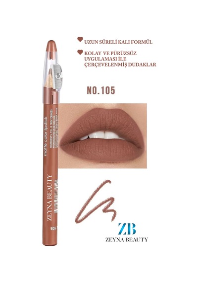 Jumbo Dudak Kalemi Suya Dayanıklı -matte Jumbo Lipliner Waterproof Bordo-105 - 702950126 Diğer