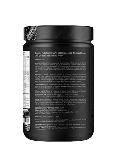 Kingsize Nutrition Bcaa Complex Powder 1000 Gr - Yeşil Elma