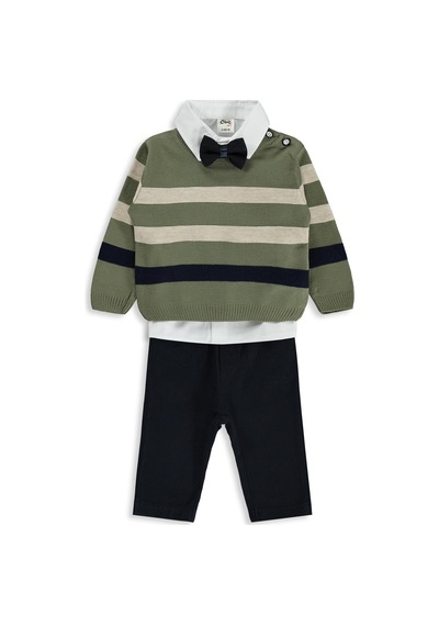 Civil Baby Çizgili 6-18 Ay Takım - Haki