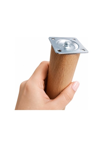 Bohem 45 Cm 4 Adet Doğal Ahşap Boyasız Silindir Sehpa Ayağı - 4 Adet 4x4 Metal Montaj Aparatı 6395751