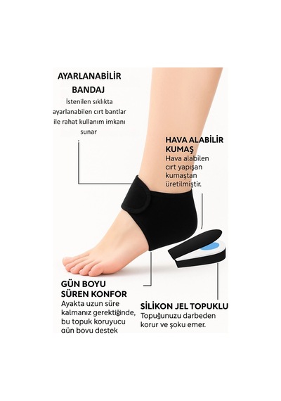2li Topuk Dikeni Silikon Tabanlı Ortopedik Çorap ıcı Çatlak Nasır Ayak  Çorapları Standart