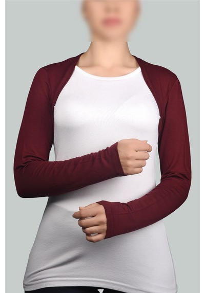 Altobeh Uzun Kollu Kadın Tesettür İçe Giyilen Bolero - Bordo Çok Renkli