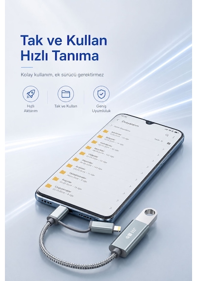 Lightning Ve Type-c Otg Dönüştürücü Kablo, Usb 2.0 Adaptör, Apple iPhone Uyumlu İpad Android Tablet , Klavye Mouse Usb Bellek Gamepad İçin, Naylon Örgülü Tak Çalıştır S510
