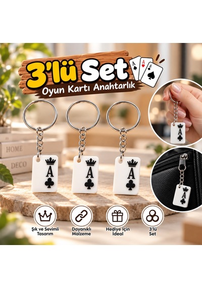 Sinek As Anahtarlık 3'lü Gümüş