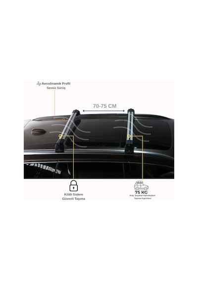 Peugeot 5008 T87 2017-2025 Trs-2 Kilitli Sistem Ara Atkı Tavan Barı Gri 2 Adet